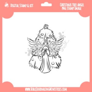 Christmas Tree Angel Digital Stamp