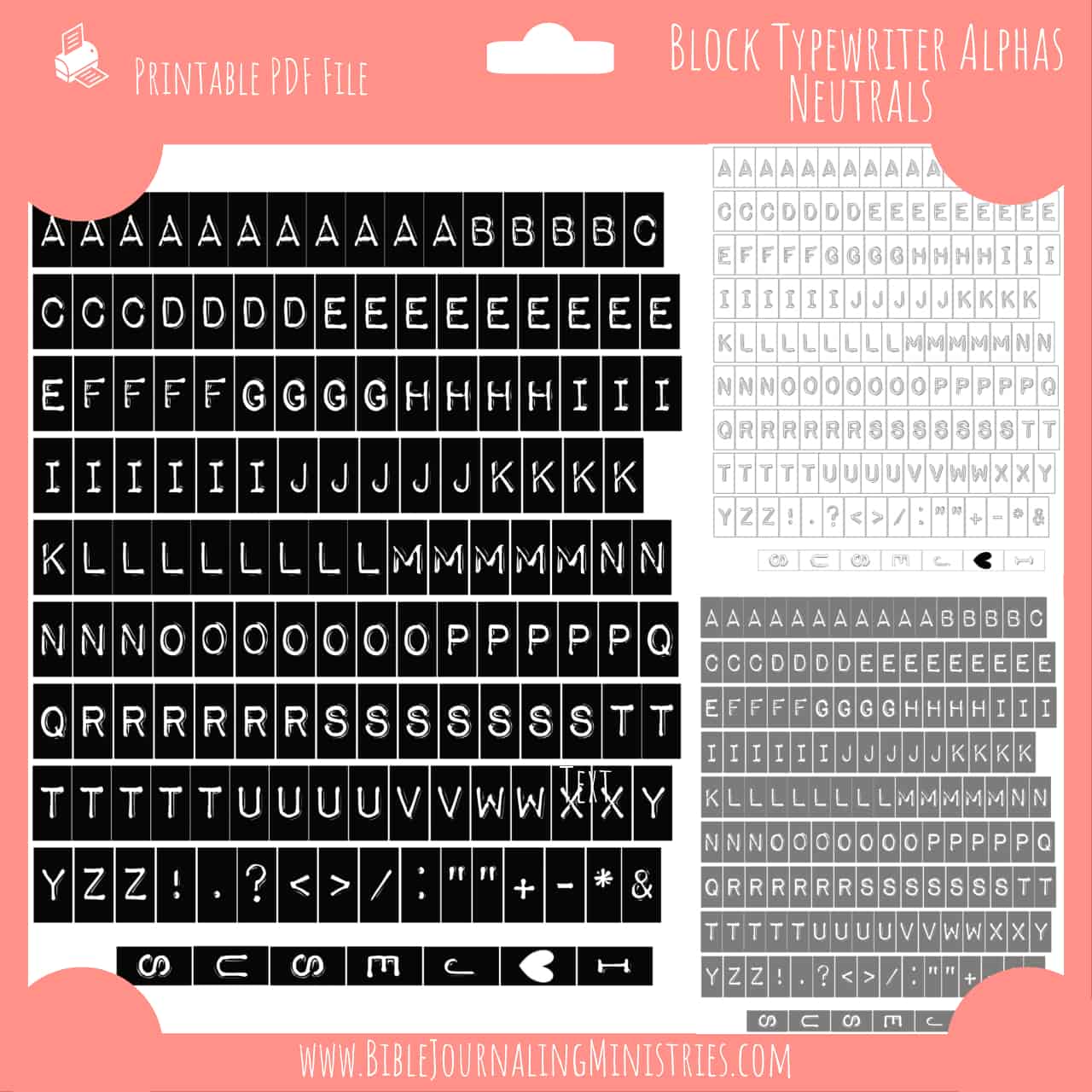 Products without category :: Mini Alpha Typewriter Squares // Bullet  Journal Stickers, Bujo Stickers, Typewriter Stickers, Alphabet Stickers  //•MINI STICKER SHEET•\